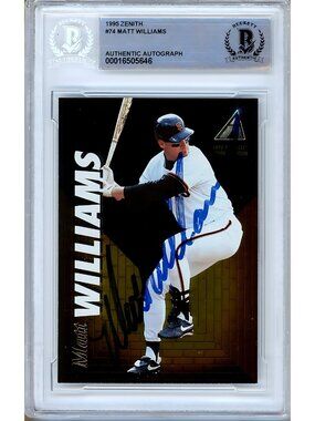Matt Williams Signed 1995 Pinnacle Zenith #74 SF Giants Beckett BAS Slab Auto